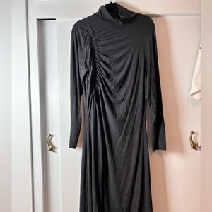 Daily Practice Anthropologie Ruched Midi Dress Size 2X Gray Long Sleeve Stretch